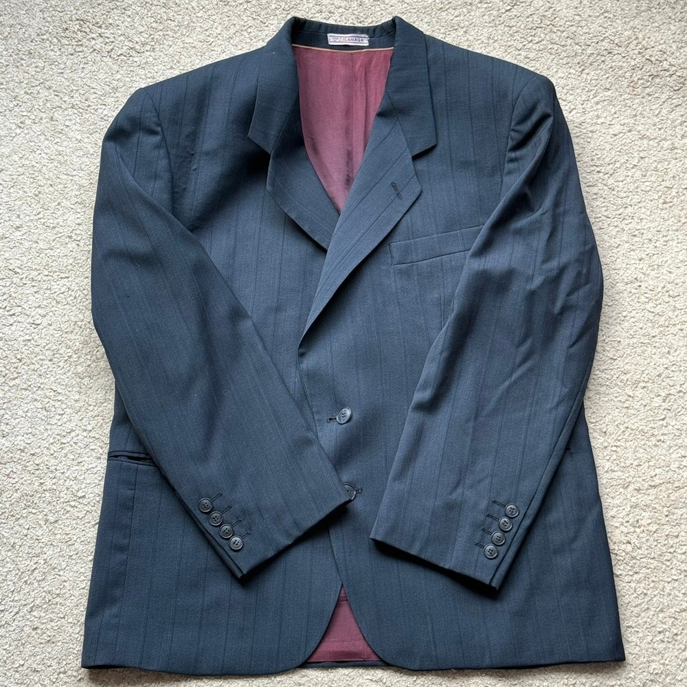 Bellissimo Par Tip Top Vintage Navy Pinstripe Pure Virgin Wool Blazer Canada